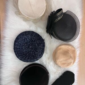Stylish Women's Vintage Hat Collection in Black, Cream, Tan, Brown and Navy
